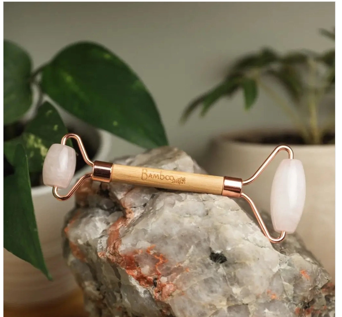 Rose Quartz  Bamboo Facial Roller