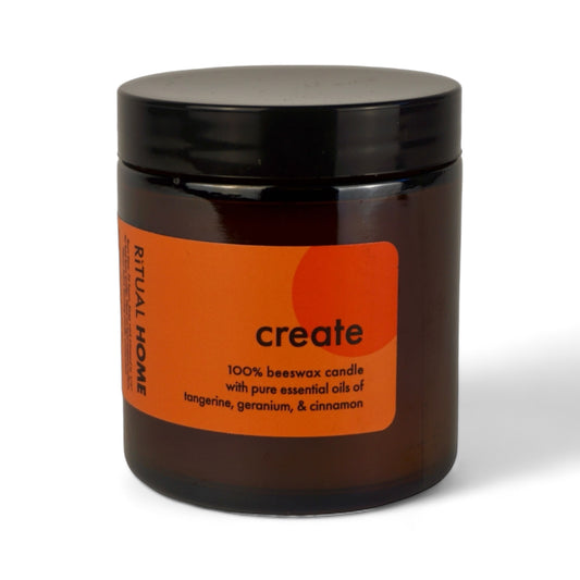 CREATE AMBER JAR CANDLE- TANGERINE, GERANIUM, CINNAMON